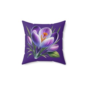 Vibrant Floral Square Pillow - Purple Crocus Design for Home Decor
