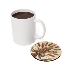 Rustic Wheat Coasters Set, Eco-Friendly Cork Back Coaster, Farmhouse Decor, Kitchen Gift, Party Drinkware