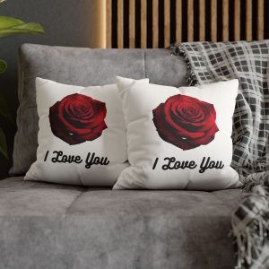 Romantic Faux Suede Pillowcase with 'I Love You' Design