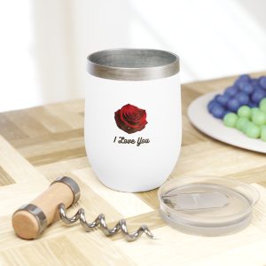 Romantic Rose Wine Tumbler - 'I Love You' | Perfect Gift for Anniversaries & Special Occasions