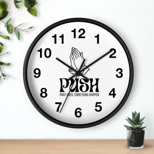 Inspirational Wall Clock with 'PUSH' Design - Motivational Home Decor, Spiritual Gift, Modern Wall Art, Faith-Based Decor, Office Gift