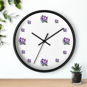 Floral Wall Clock - Elegant Timepiece with Purple Blossoms, Home Decor, Gift for Her, Living Room, Housewarming, Mother's Day