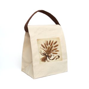Vintage Wheat Design Canvas Lunch Bag, Eco-Friendly Tote, Picnic Supplies, Boho Style, Back to School, Perfect Gift